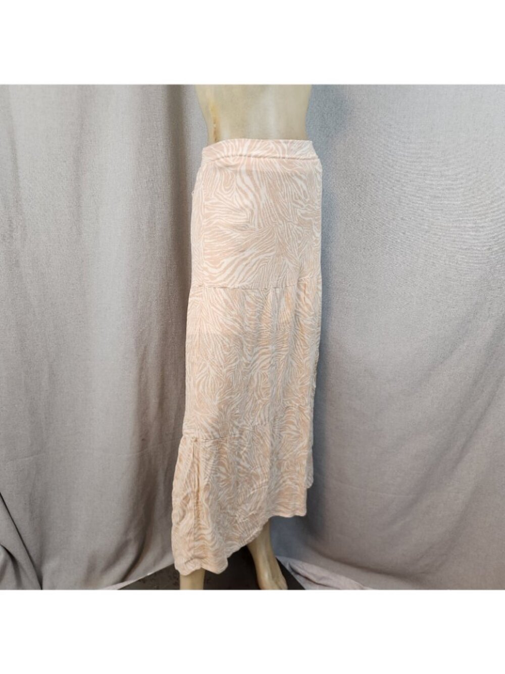 Nine West Beige White Zebra Print Peasant Maxi Skirt w Elastic Waist XL XLARGE - Picture 4 of 7